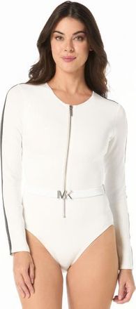 Michael Kors Signature Scuba Longsleeve Rashguard in White at Nordstrom, Size 14
