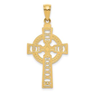 Diamond2Deal 14k Gold Celtic Cross with Eternity Circle Pendant