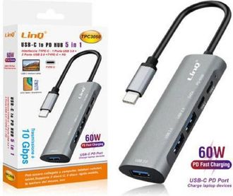 Trade Shop Trade Shop - Splitter Hub Type-c Tpc3050 10 Gbps Ricarica Dati Rapida 5in1 Usb 3.0 2.0 Pd 60w