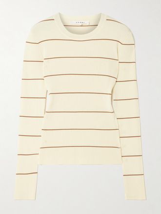 Frame Denim Maglia In Jersey A Coste E Righe - Crema