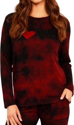 French Kyss Marble Wash Love Crew Top In Sangria