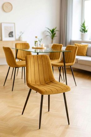 Regalos Miguel Sillas Comedor - Silla Liny Terciopelo - Mostaza