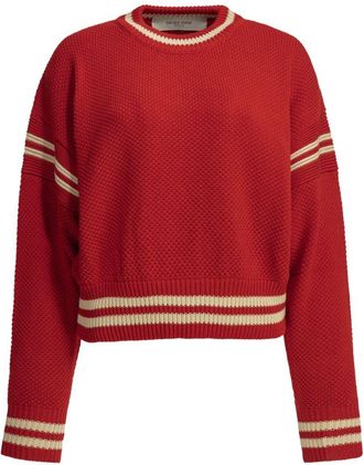 Golden Goose Textured Knit Striped Silk Nylon Cropped Sweater