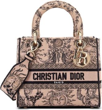 Dior Lady D-Lite Bag Embroidered Canvas Medium satchel - Zwart