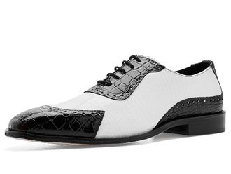 Stacy Adams Tarango Modified Cap Toe Oxford Mens Shoes Black/White : 10.5 M, Leather