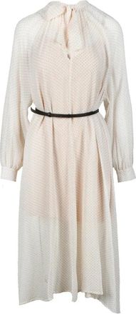 Fabiana Filippi Silk Chiffon Dress - White/Beige