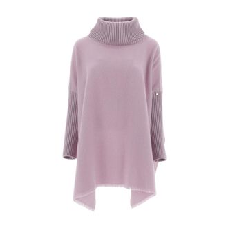 Herno Lila Wol Poncho - Dames - Coltruien - Paars - M - Wol - Truien & Vesten