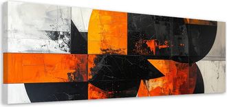 Feeby Cuadro En Lienzo, Formas Abstractas Color Naranja, 120x40