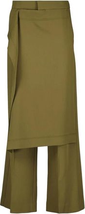 Ami Wijde Pijp Khaki Broek - Dames - Wijde Broeken - Groen - XS - Katoen - Broeken