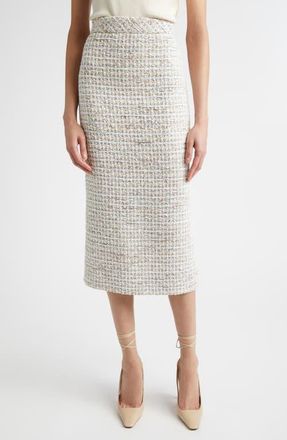 St. John C&ocirc;te dAzure Tweed Midi Pencil Skirt in Ecru /Taupe Multi at Nordstrom, Size 12