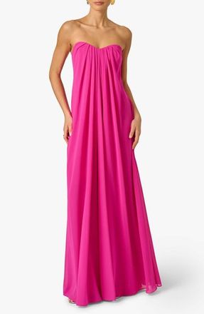 Adrianna Papell Chiffon Trapeze Gown in Pink Flame at Nordstrom, Size 12