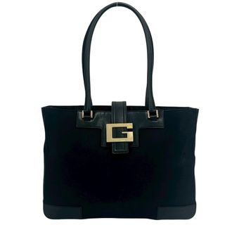 Gucci Black Canvas Leather Handbag Tote Bag (Pre-Owned)