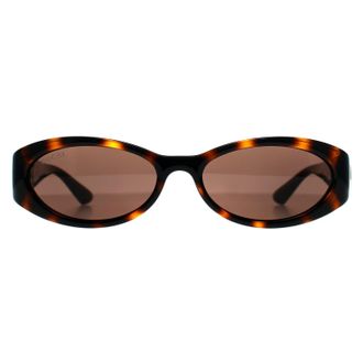 Gucci Oval Womens Shiny Dark Havana Brown GG1660S - One Size