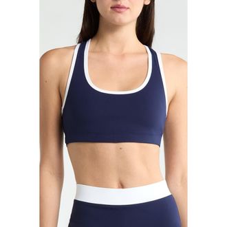 YEAR OF OURS Sport Court Racerback Sports Bra in Navy/white at Nordstrom, Size X-Small