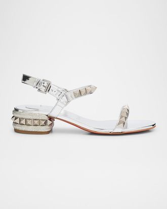 Christian Louboutin 30mm Pyrasand Metallic Spike Sandals