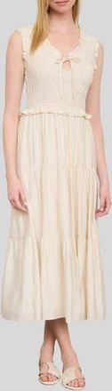Blu Pepper Smocked Tiered Dress in Oatmeal at Nordstrom Rack, Size Medium