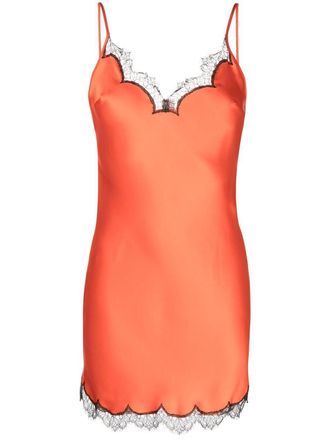Gilda & Pearl lace-trim slip dress - women - Silk - L - Orange