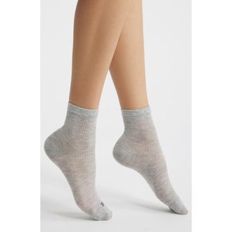 Hue Sheer Rib Crew Socks in Light Grey Heather at Nordstrom
