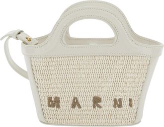 Marni Witte Handtas met Logo Borduurwerk - Dames - Handtassen - Wit - ONE Size - Katoen - Tassen