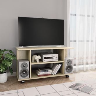 vidaXL Vidaxl - Mueble De Tv Ruedas Madera Ingenier&iacute;a Roble Sonoma 80x40x45 Cm