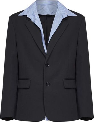 Balenciaga Hybrid Shirt Jacket - Heren - Blazers - Blauw - M - Katoen - Jassen