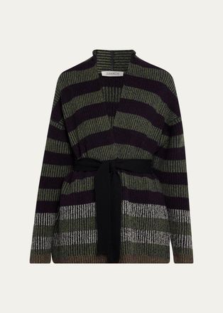 Zankov Paulina Striped Wool-Cashmere Wrap Cardigan