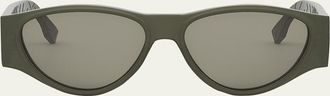 Fendi Mens FF Squared Acetate Oval Sunglasses