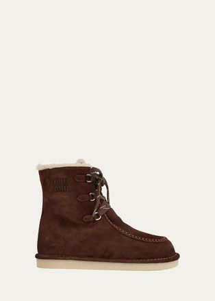 Miu Miu Suede Shearling-Lined Ankle Boots