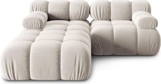 MICADONI Sofá modular 3 plazas de terciopelo beige claro