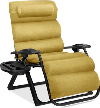 Best Choice Products Oversized Zero Gravity Chair, Folding Recliner w/ Removable Cushion, Side Tray