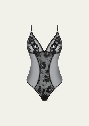 Lise Charmel Cuir Sexy Couture Embroidered Tulle Bodysuit