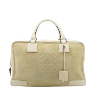 Loewe Pre-owned Handbags, female, Beige, Size: ONE SIZE Pre-owned Suede Amazona 36