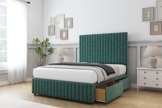 Sloomy Madison Plush Divan Set 2 Drawers-26 Headboard-Footboard in Emerald | Size: King