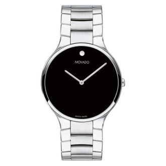 Movado Serio Quartz Black Dial Mens Watch 0607662