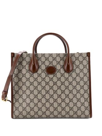 Gucci Structured Top Handle Open Tote GG Coated Canvas Small shoulder bag - Brown