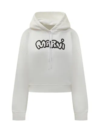 Marni White Logo Hood Sweatshirt