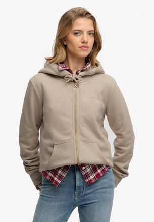 Superdry Kapuzensweatjacke SUPERDRY Essential Logo Ziphood Hb, Damen, Gr. XXL, feather grau, Sweatware, Obermaterial: 100% Baumwolle, unifarben, normal, Rundha
