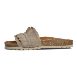 Verbenas Schoenen, Dames, Beige, 38 EU, Su&egrave;de, Taupe Su&egrave;de Ruffle Slipper