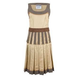 Moschino Fitted Flared Midi Dress - female - Moschino - Midi Dresses - Beige - L - Dresses