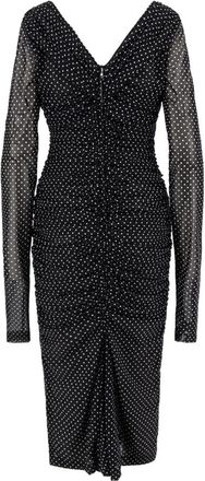 Dolce & Gabbana Zwarte V-hals Lange Mouw Jurk - Dames - Casual kleedjes - Zwart - 3XL - Kleedjes