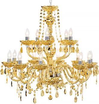 Global Interiors Grosser Kronleuchter Diamonds 15-flammig, ø 80/ H 80 cm - Gold