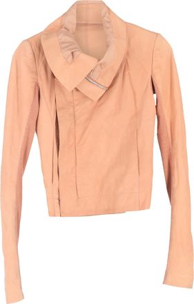 Rick Owens getailleerde bikerjas in perzikkleurig lamsleer