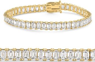 Pompeii3 20Ct Emerald Cut Diamond Tennis Bracelet 14k Gold 7 Lab Grown