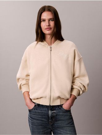 Calvin Klein Jeans Calvin Klein Womens Textured Fleece Zip Jacket - Neutral - XS