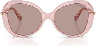 Swarovski 55mm Butterfly Sunglasses in Transparent Dark Pink /Purple at Nordstrom