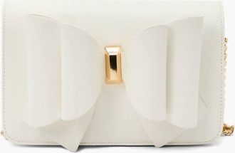 Like Dreams Womens Jane Overflap Bow Crossbody Bag In White