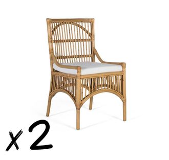 Giner&Colomer Set de dos sillas en rattan y coj&iacute;n acolchado