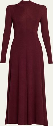 Maria McManus Rib Godet Long-Sleeve Midi Dress