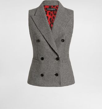 Dolce & Gabbana Vest In Glen Plaid Flannel - Woman Blazers Multicolor 36