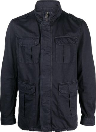 Herno cotton-linen blend military jacket - men - Cotton/Linen/Flax - 50 - Blue